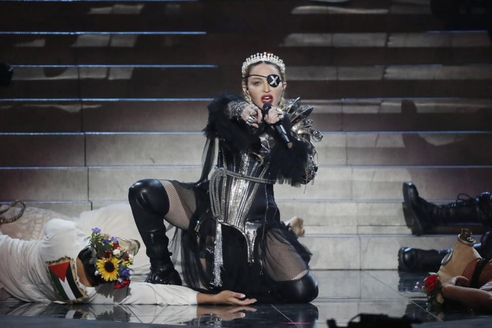 TEL AVIV, ISRAEL - MAY 18: Madonna, performs live on stage after the 64th annual Eurovision Song Contest held at Tel Aviv Fairgrounds on May 18, 2019 in Tel Aviv, Israel. (Photo by Michael Campanella/Getty Images)