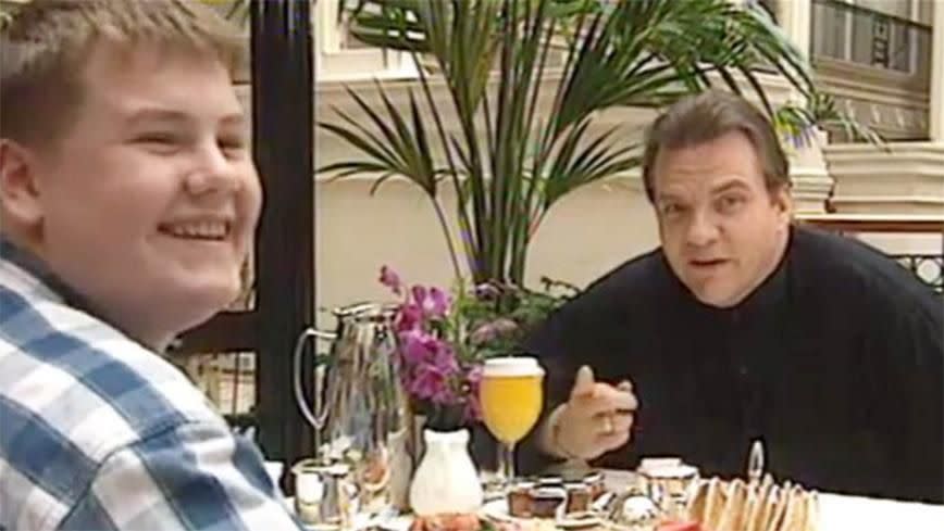 A young James Corden and Meat Loaf. Source: YouTube