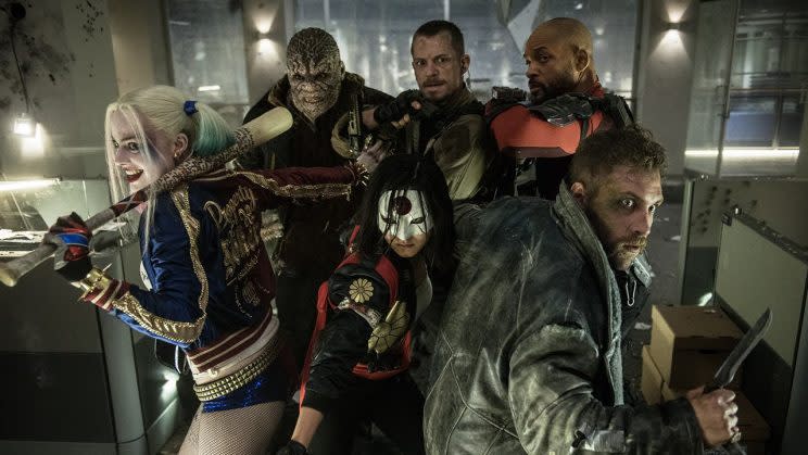 Margot Robbie and the cast of ‘Suicide Squad’. Credit: Warner Bros.