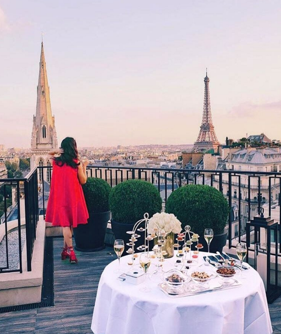 <p>With its private terraces overlooking the capital, the <a href="http://www.fourseasons.com/paris/" rel="nofollow noopener" target="_blank" data-ylk="slk:Four Seasons Hotel George V;elm:context_link;itc:0;sec:content-canvas" class="link ">Four Seasons Hotel George V</a> embodies palatial comfort and pure Parisian elegance. Rooms and suites are decorated in traditional style à la Louis XV, with patterned prints, lashings of marble and views over the city. There are also vast dressing rooms - ready for your Parisian shopping spree. <i>[Photo: Instagram/<a href="https://www.instagram.com/fsparis/" rel="nofollow noopener" target="_blank" data-ylk="slk:fsparis;elm:context_link;itc:0;sec:content-canvas" class="link ">fsparis</a>]</i></p>