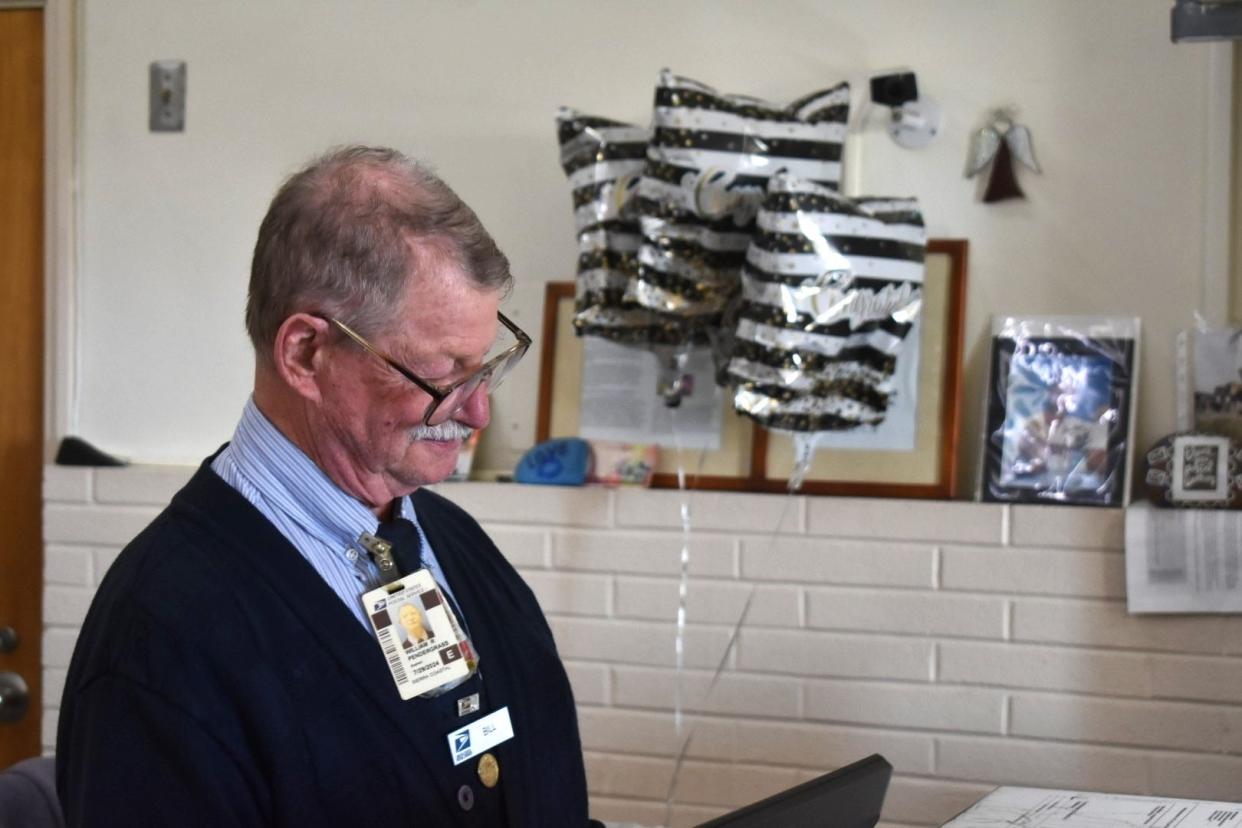 Bill Pendergrass started working at the downtown Ventura post office at the age of 20. He's going strong at age 75.