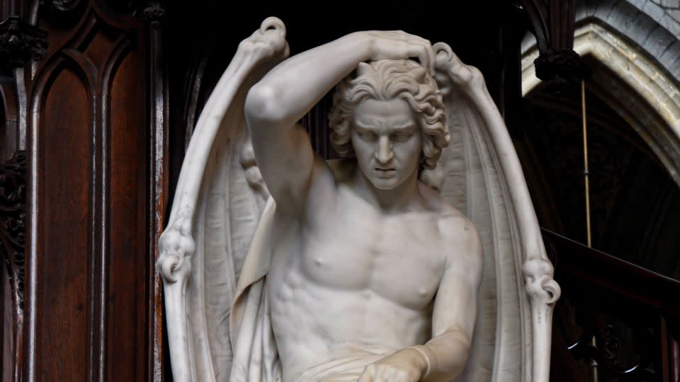 "Le génie du mal," the second statue of Lucifer created for St. Paul’s Cathedral in Liège, Belgium. The statue was supposed to be a less sexualized improvement on a prior work. - pisces2386/iStockphoto/Getty Images