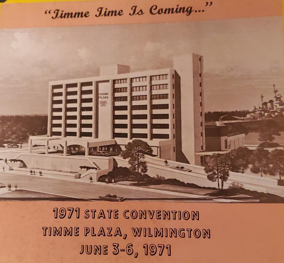 The cover of the program for the Business and Professional Women's Club's state convention in 1971, which was held at Timme Plaza in downtown Wilmington, now called Hotel Ballast. The hotel opened in 1970.
