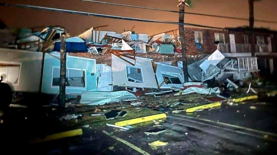 PHOTO: This photo provided by Bay County Sheriff's Office shows storm damage around around Panama City Beach, Fla., in Bay County, on Jan. 9, 2024.   (Bay County Sheriff's Office via AP)