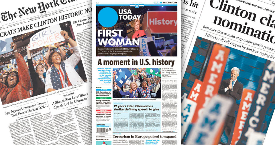 New York Times, USA Today and Chicago Tribune covers