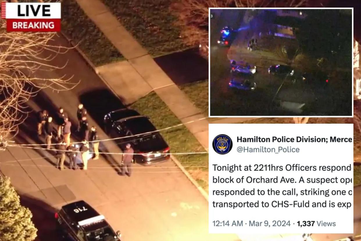 A New Jersey police officer was shot while responding to a domestic violence call, officials said.