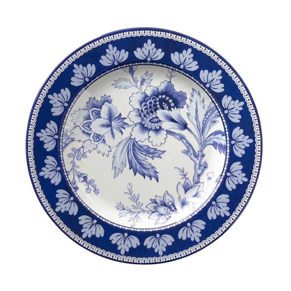 Aerin for Williams Sonoma melamine Fairfield dinner plate; $15. <a rel="nofollow noopener" href="http://www.williams-sonoma.com/" target="_blank" data-ylk="slk:williams-sonoma.com;elm:context_link;itc:0;sec:content-canvas" class="link ">williams-sonoma.com</a>