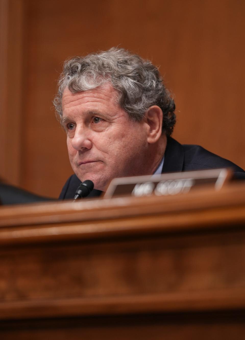 Sen. Sherrod Brown, D-Ohio, works in Washington on Sept. 12, 2023. Sen. Brown, who has represented Ohio since 2007, is running for reelection in 2024.