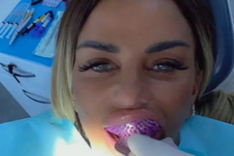 Katie Price shared a photo of herself in the dentist chair