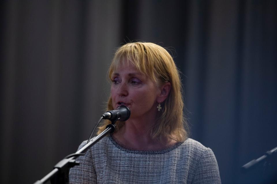 Beth Harwell answers questions during a debate for the 5th Congressional District Primary at Memorial Building in Columbia, Tenn., Monday, June 27, 2022.