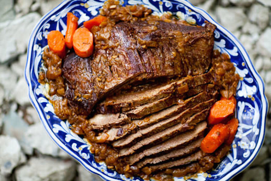 <strong>Get the <a href="http://www.simplyrecipes.com/recipes/beef_brisket_pot_roast/">Beef Brisket Pot Roast</a> recipe from Simply Recipes</strong>