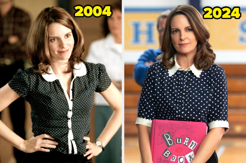 side by side pictures of tina fey in mean girls