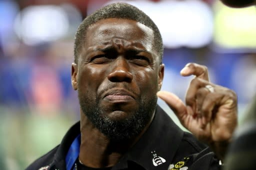 Actor Kevin Hart, seen here at the February 3, 2019 Super Bowl in Atlanta, saw huge success in a recent movie despite controversy over his past remarks