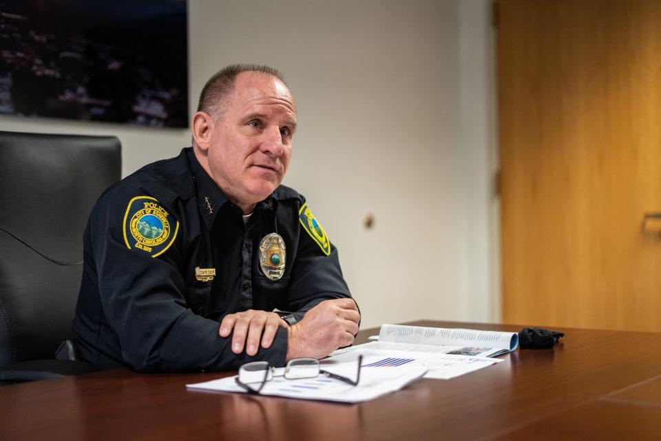 Asheville police chief David Zack speaks with Citizen Times reporters on January 6, 2021.