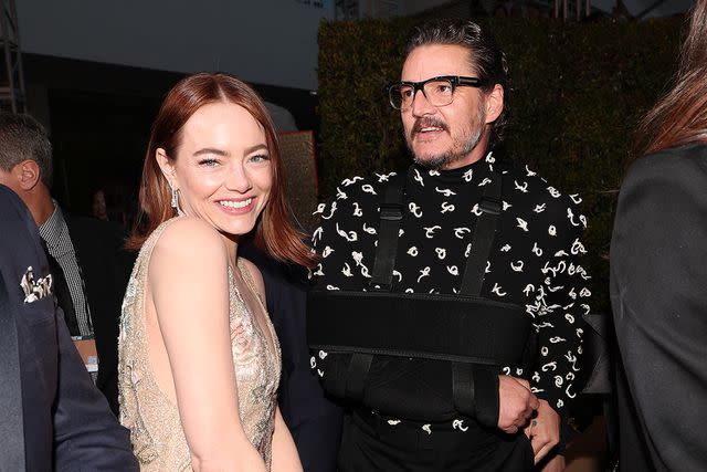 <p>Christopher Polk/Golden Globes 2024/Golden Globes 2024 via Getty </p> Emma Stone and Pedro Pascal