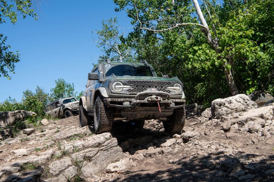 ford bronco everglades on the steps of marble head drummond island