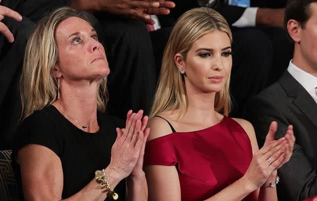 Ivanka was sitting next to a distraught war widow. Photo: Getty