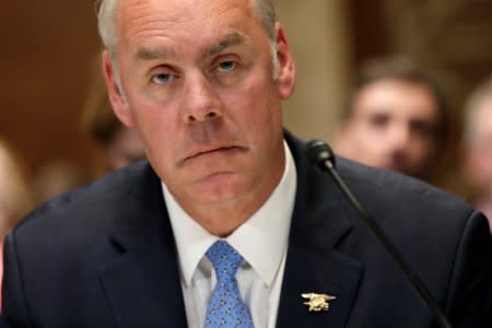 U.S. Interior Secretary Ryan Zinke testifies  before a Senate Appropriations Interior, Environment and Related Agencies Subcommittee hearing on the FY2019 funding request and budget justification for the Interior Department, on Capitol Hill in Washington, U.S., May 10, 2018. REUTERS/Yuri Gripas