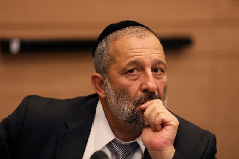 FILE PHOTO: Israel's Interior Minister Aryeh Deri, leader of the ultra-Orthodox Shas party, attends a meeting at the Knesset, Israel's parliament, in Jerusalem