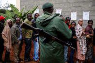 <p>Kenyans queue to cast their vote outside a polling station during the presidential election in Gatundu, Kenya, Aug. 8, 2017. (Photo: Baz Ratner/Reuters) </p>