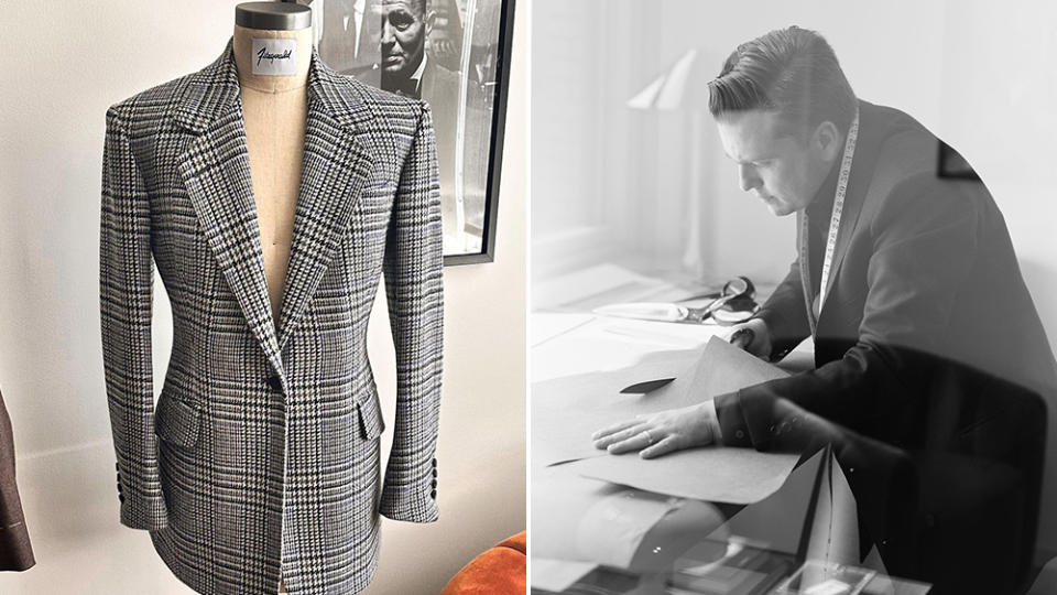 N.Y.C. bespoke tailor Ralph Fitzgerald in his showroom in the Chrysler Building.