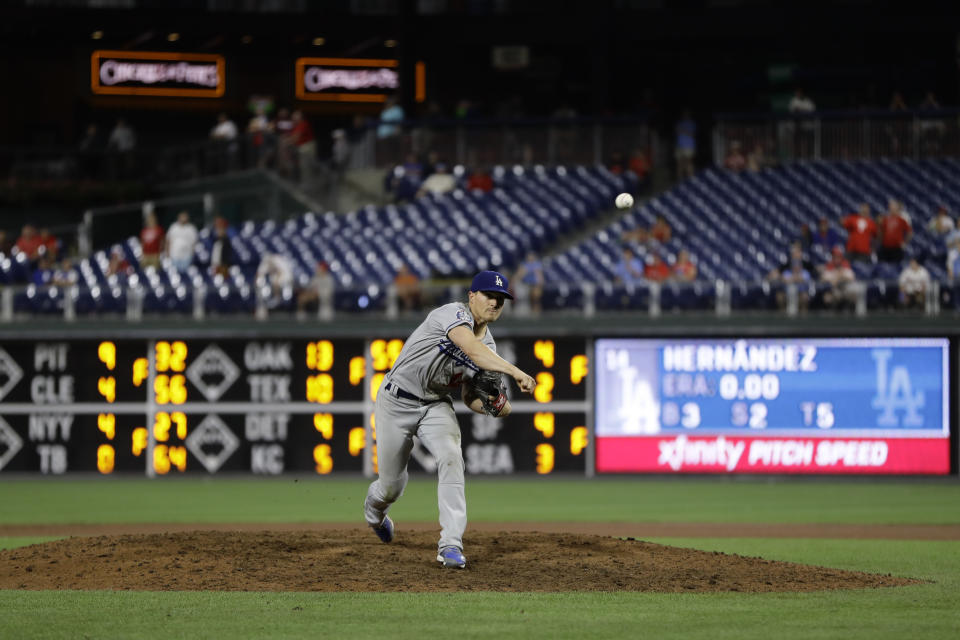 Kiké Hernández made fun of himself after his rough relief appearance. (AP Photo)