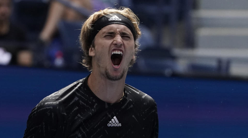 Seen here, Alexander Zverev celebrates his US Open fourth round win over win over Italy's Jannik Sinner.