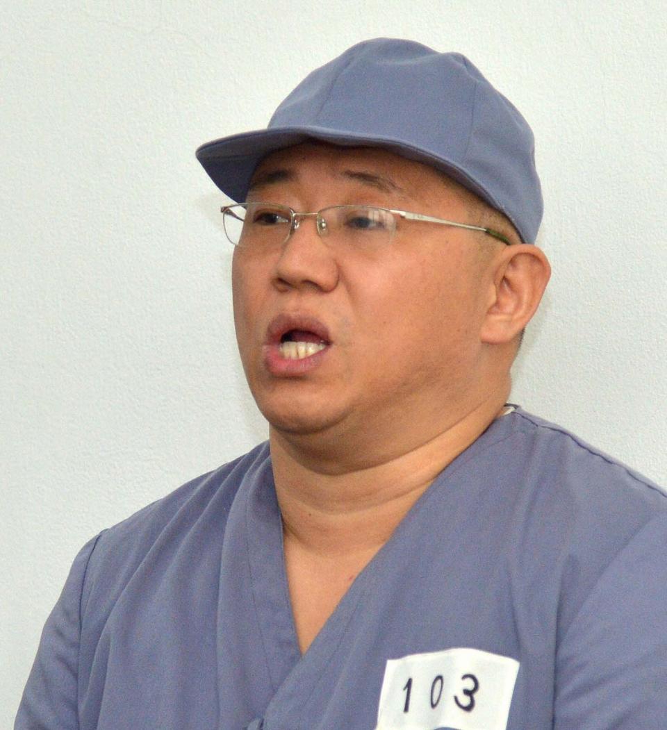 Kenneth Bae, a Korean-American Christian missionary who has been detained in North Korea for more than a year, meets a limited number of media outlets in Pyongyang, in this photo taken by Kyodo January 20, 2014. U.S. missionary Kenneth Bae, imprisoned in reclusive North Korea for more than a year, said on Monday he wants to return to his family as soon as possible and hopes the United States will help, Japan's Kyodo news agency reported. (REUTERS/Kyodo)