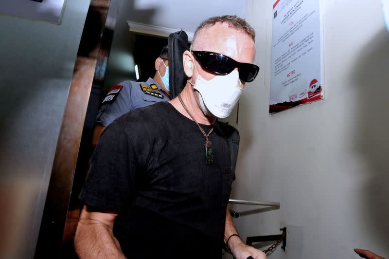 British national David Taylor is seen as he leaves Kerobokan prison after jailed for the murder of an Indonesian policeman, in Badung, Bali