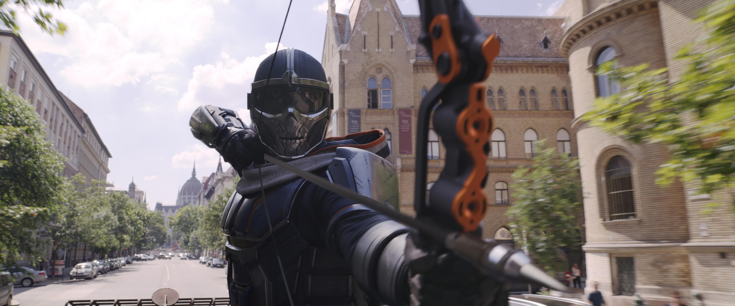 Taskmaster in Marvel Studios' BLACK WIDOW, in theaters and on Disney+ with Premier Access. Photo courtesy of Marvel Studios. Â©Marvel Studios 2021. All Rights Reserved.