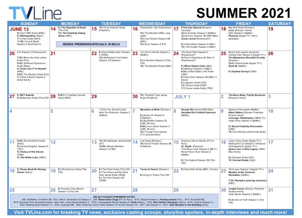 Summer TV Calendar