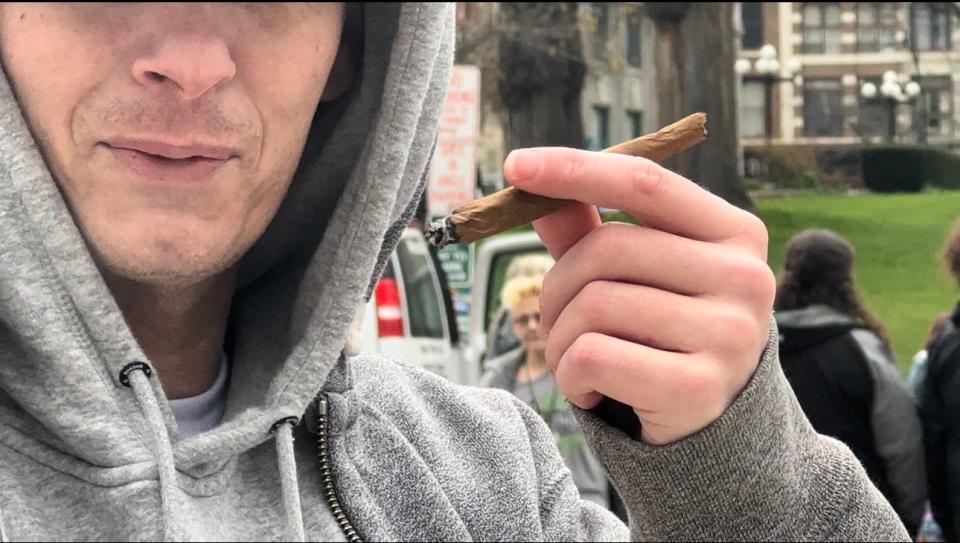 Cloudy skies and low eyes for stoners everywhere celebrating 420, for this group in particular it was outside Binghamton Police Station.