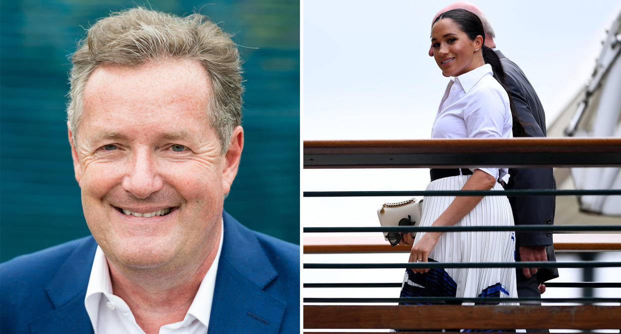 Piers Morgan has accused the Duchess of Sussex of 'double standards' by guest editing British Vogue. [Photos: Getty/PA]