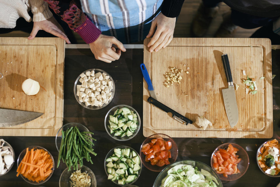 An assortment of ingredients measured out and waiting to be used.