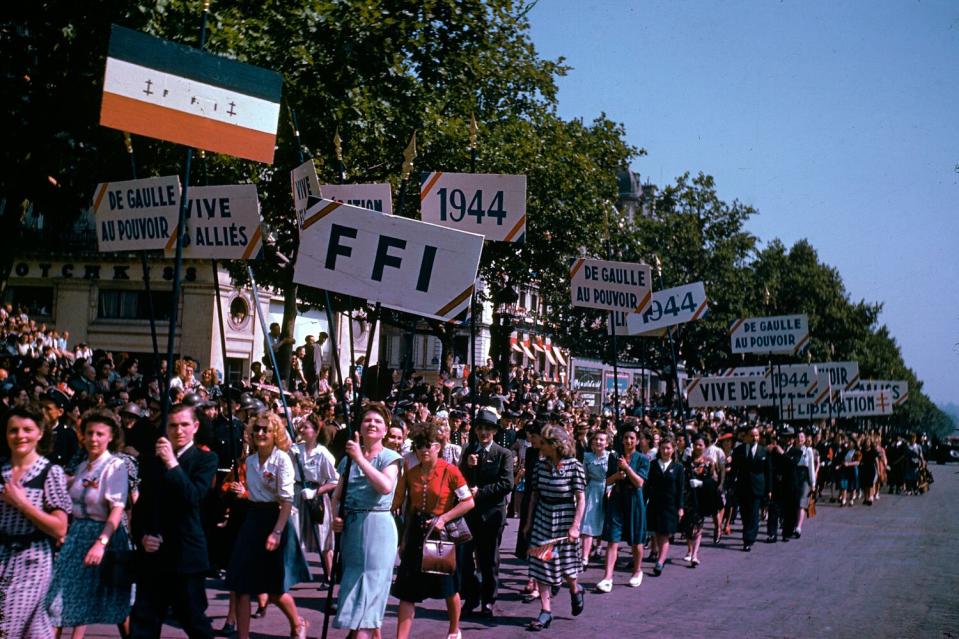 Celebrations in Paris after the liberation of the city, August 1944.