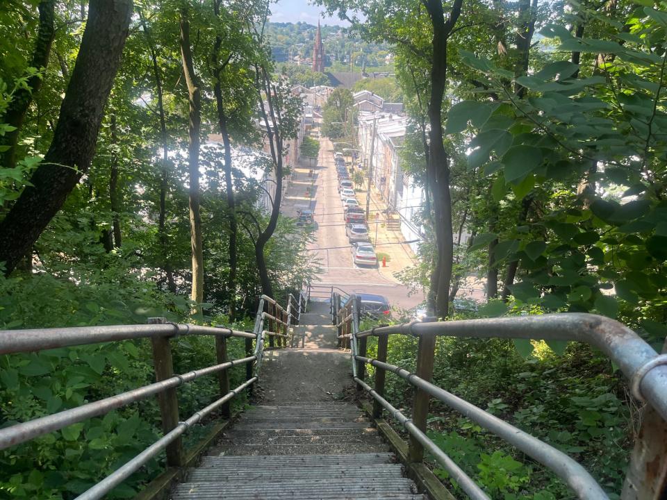 The steps climbed by basketball star Juancho Hernangomez in the Adam Sandler movie "Hustle" are located in Philadelphia's Manayunk neighborhood, at Dupont and Silverwood streets.