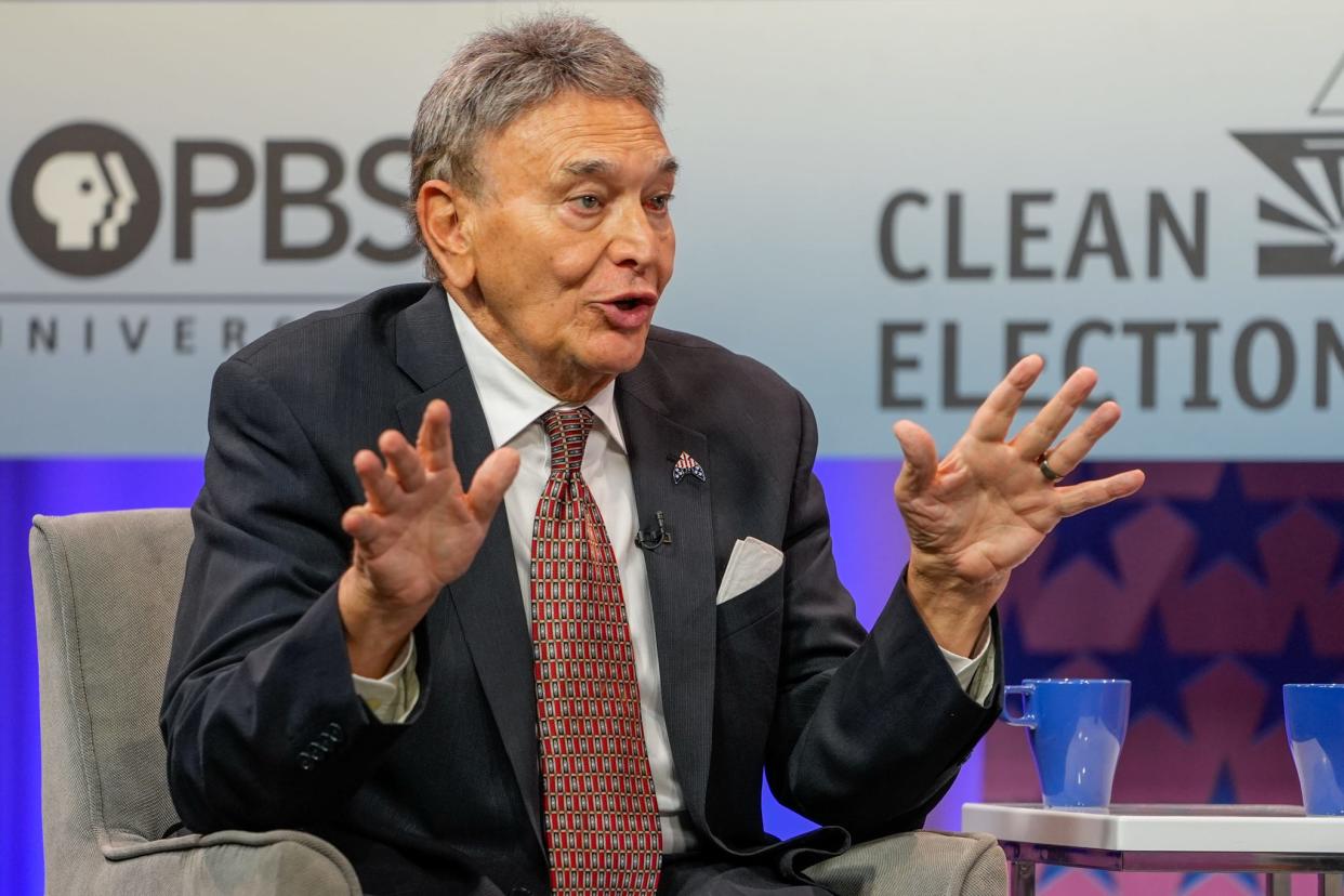 Arizona Republican treasurer candidate Robert Lettieri speaks during the PBS Horizon Clean Election State Treasurer Debate in Phoenix on June 27, 2022.