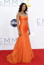 Padma Lakshmi arrives at the 64th Primetime Emmy Awards at the Nokia Theatre on Sunday, Sept. 23, 2012, in Los Angeles. (Photo by Matt Sayles/Invision/AP)