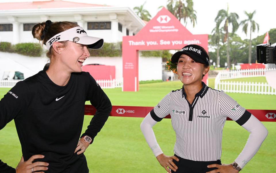 Lydia Ko（左）和 Nelly Korda 是赛道上最知名的两位选手，她们轮流获胜，开启了 2024 年的征程。