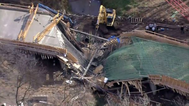 PHOTO: Authorities said one person is dead after a bridge that was under construction near Kansas City, Missouri, collapsed, Oct. 26, 2022. (KMBC)