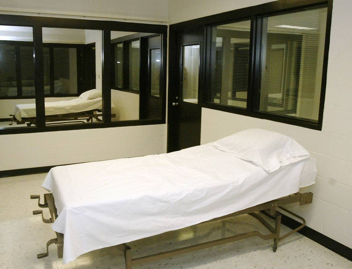 This 2005 file photo shows the death chamber at the Missouri prison in Bonne Terre.