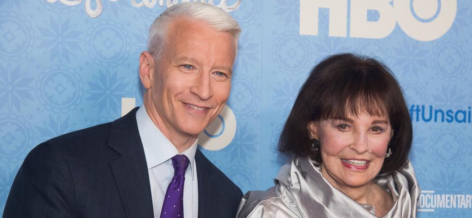 In this April 4, 2016, file photo, CNN anchor Anderson Cooper and Gloria Vanderbilt attend the premiere of "Nothing Left Unsaid" at the Time Warner Center in New York. Vanderbilt died Monday at 95. (Photo: Charles Sykes/Invision/AP)