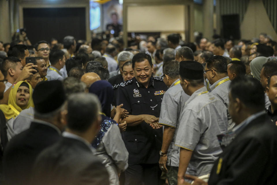 IGP Datuk Seri Abdul Hamid Bador (centre) attends the Police Co-operative’s 84th Annual Grand Meeting in Kuala Lumpur June 26, 2019. — Picture by Firdaus Latif