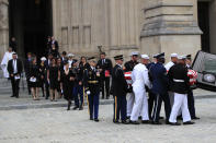 <p>The casket of Sen. John McCain, R-Ariz., followed by family members, is carried out of Washington National Cathedral in Washington , Saturday, Sept. 1, 2018, following a memorial service.(Photo: Manuel Balce Ceneta/AP) </p>