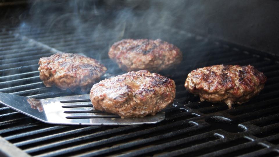 Burger patties on the grill
