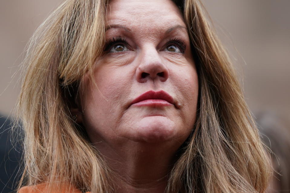 Emma Webber, mother of Barnaby Webber, outside Nottingham Crown Court after Valdo Calocane, who stabbed three people to death in Nottingham city centre and attacked three others, was sentenced to a hospital order after admitting manslaughter by diminished responsibility and attempted murder. Calocane stabbed students Barnaby Webber and Grace O'Malley-Kumar, both 19, and school caretaker Ian Coates, 65, in the early hours of June 13 last year. Picture date: Thursday January 25, 2024. (Photo by Jacob King/PA Images via Getty Images)