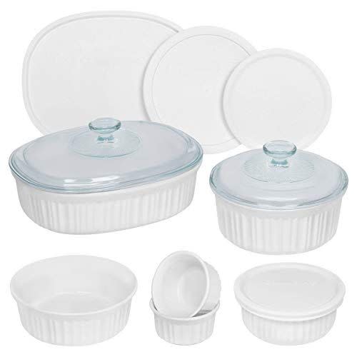 3) CorningWare French White Round and Oval Ceramic Bakeware