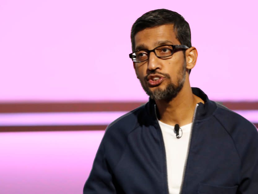 Sundar Pichai pink background