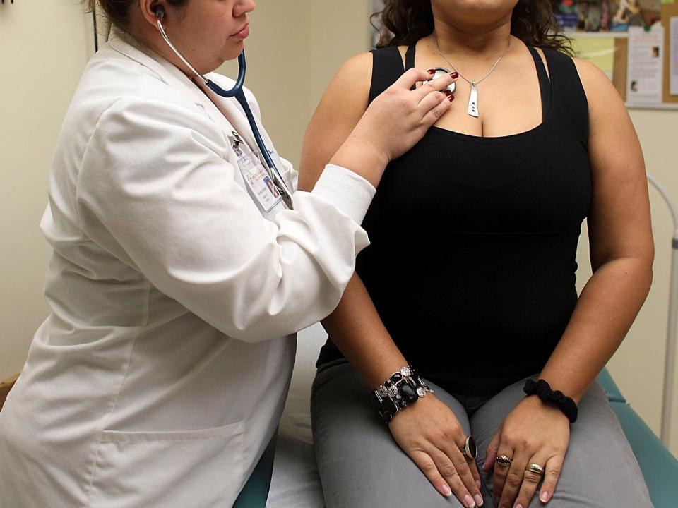 A woman at a doctor's office