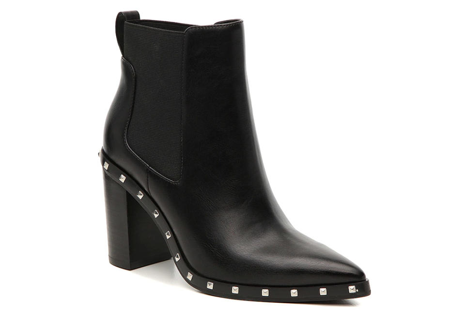 black boots, studded, heels, leather, charles david